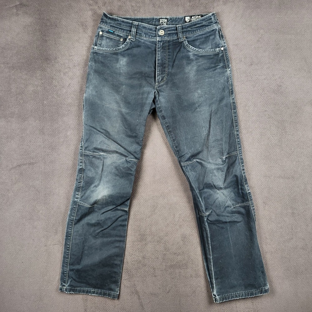 Kuhl Rydr Pants Mens 32x34 Blue Vintage Patina Dye Articulated Knee Work Hiking